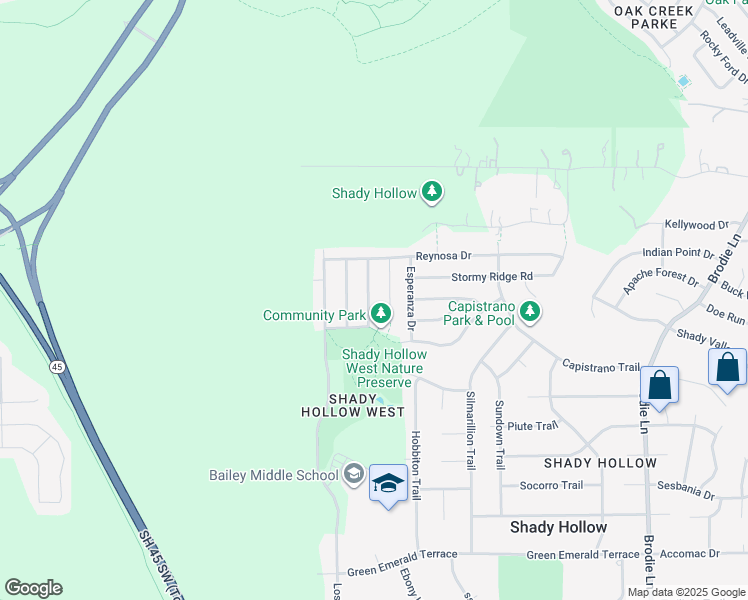 map of restaurants, bars, coffee shops, grocery stores, and more near 11425 Cotulla Drive in Austin