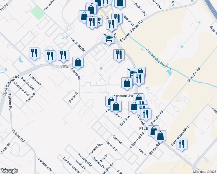 map of restaurants, bars, coffee shops, grocery stores, and more near 207 Fox Run Avenue in Lafayette