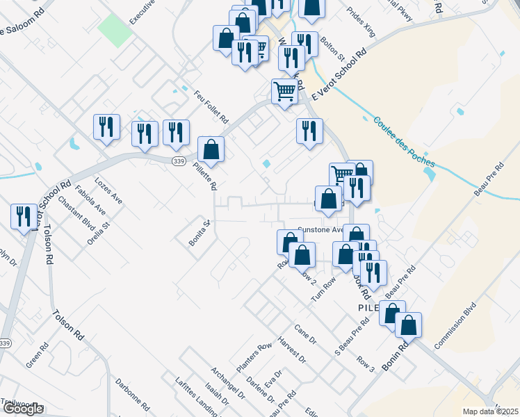 map of restaurants, bars, coffee shops, grocery stores, and more near 501 Fox Run Avenue in Lafayette