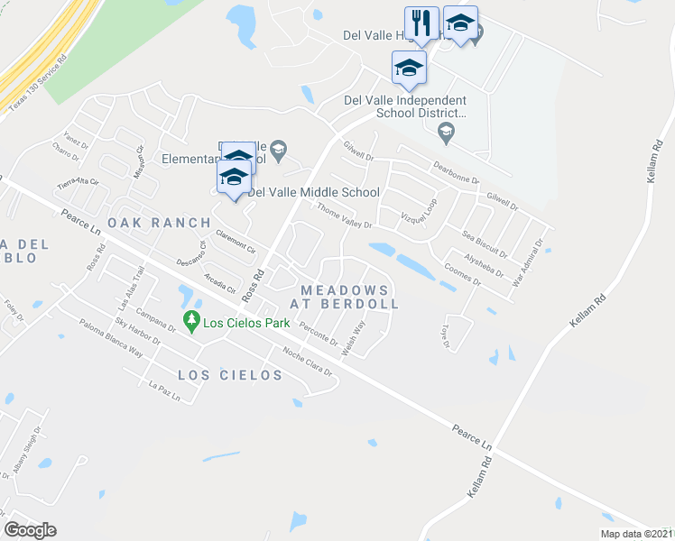 map of restaurants, bars, coffee shops, grocery stores, and more near 5612 Alomar Cove in Del Valle