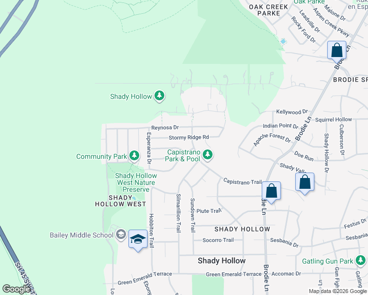 map of restaurants, bars, coffee shops, grocery stores, and more near 4002 Aldama Drive in Austin