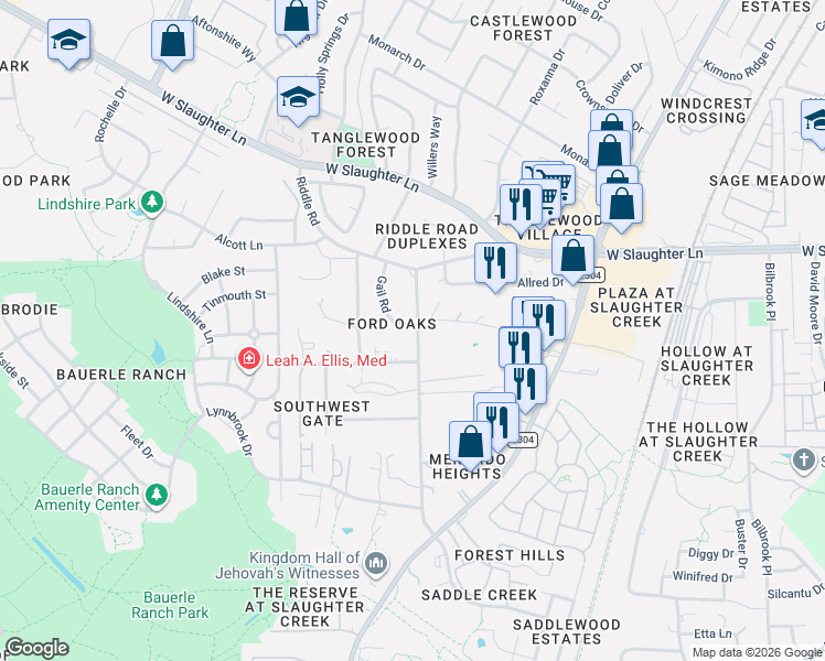 map of restaurants, bars, coffee shops, grocery stores, and more near in Austin