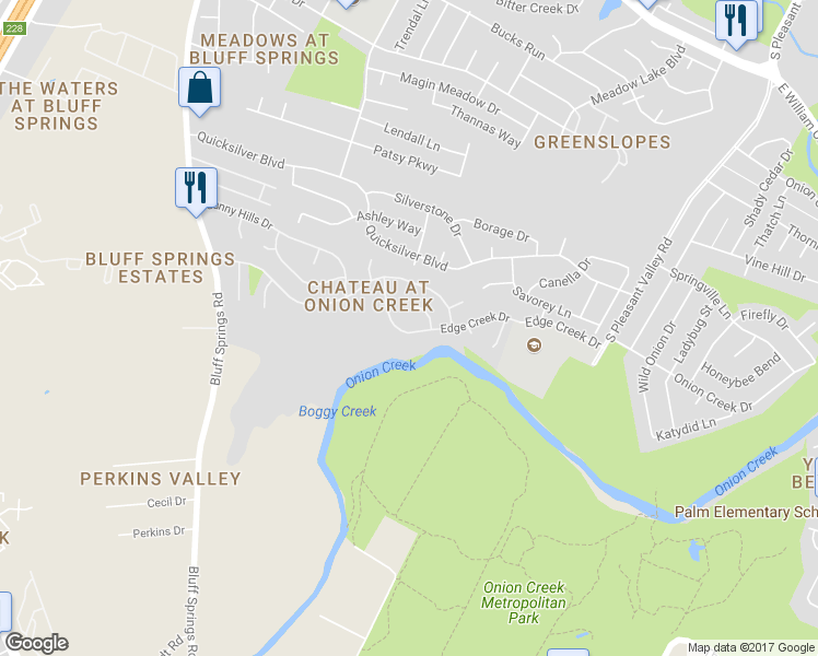 map of restaurants, bars, coffee shops, grocery stores, and more near 4608 Edge Creek Drive in Austin