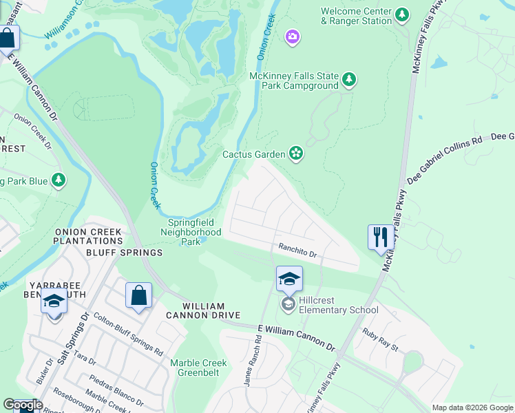 map of restaurants, bars, coffee shops, grocery stores, and more near 6721 Paseo San Lucas Lane in Austin