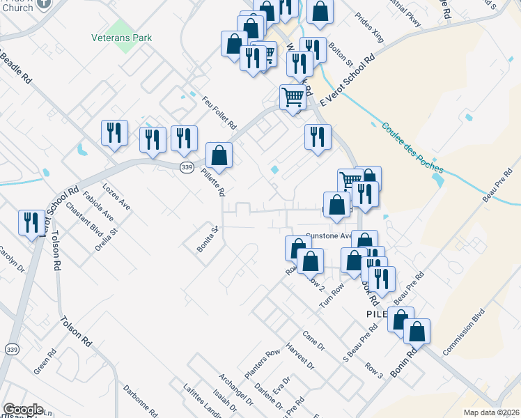 map of restaurants, bars, coffee shops, grocery stores, and more near 510 Fox Run Avenue in Lafayette