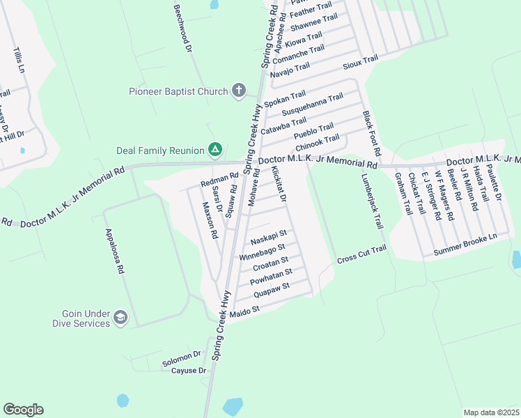 map of restaurants, bars, coffee shops, grocery stores, and more near 28 Kickapoo Street in Crawfordville