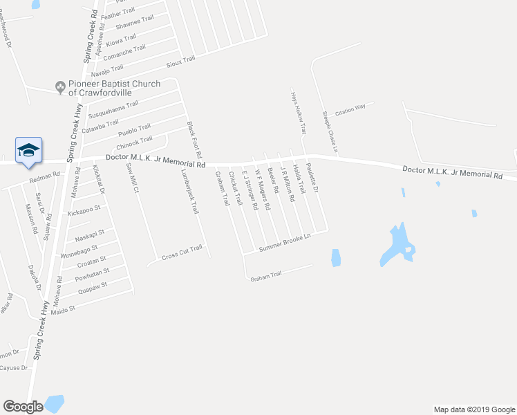 map of restaurants, bars, coffee shops, grocery stores, and more near 59 East J Stringer Road in Crawfordville