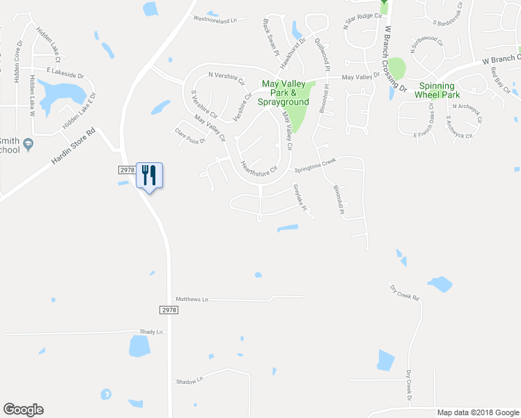 map of restaurants, bars, coffee shops, grocery stores, and more near Almondell Drive in Magnolia