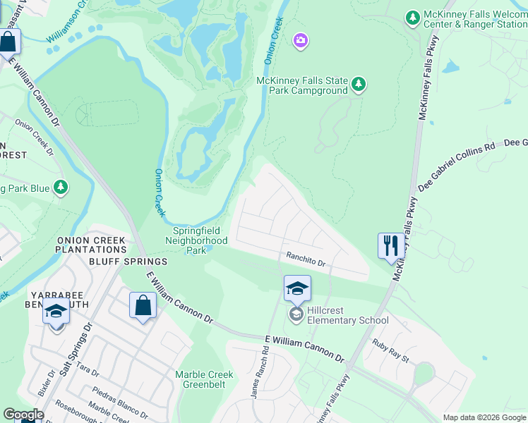 map of restaurants, bars, coffee shops, grocery stores, and more near 6721 Paseo San Lucas Lane in Austin