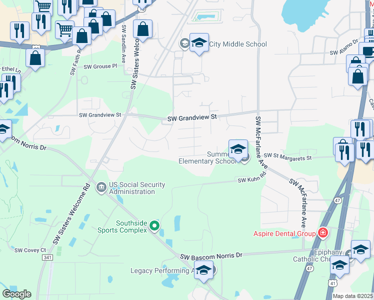 map of restaurants, bars, coffee shops, grocery stores, and more near 1146 Southwest Shenandoah Glen in Lake City