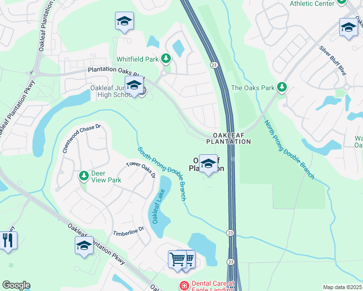 map of restaurants, bars, coffee shops, grocery stores, and more near 4085 Plantation Oaks Boulevard in Orange Park
