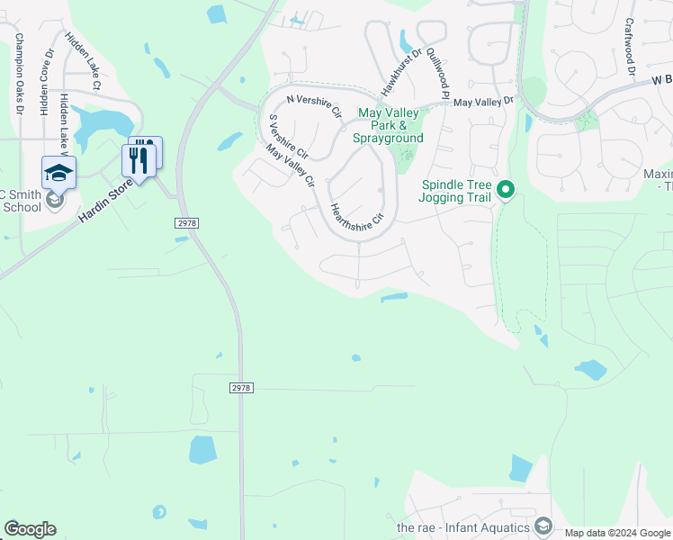 map of restaurants, bars, coffee shops, grocery stores, and more near 66 South Almondell Circle in Magnolia