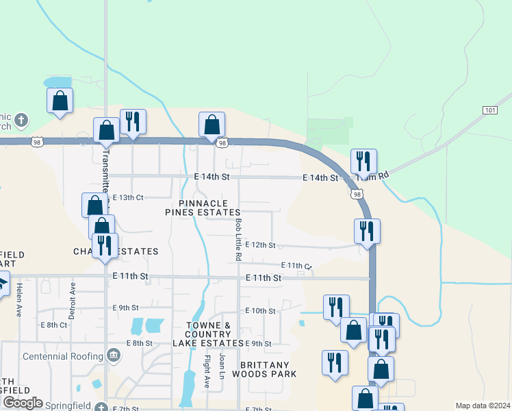 map of restaurants, bars, coffee shops, grocery stores, and more near 5024 East 13th Court in Panama City