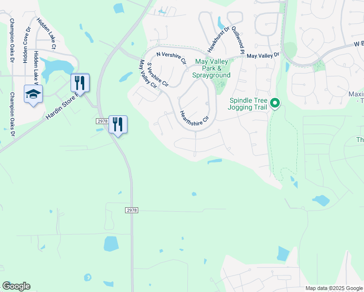map of restaurants, bars, coffee shops, grocery stores, and more near 70 South Almondell Circle in Magnolia
