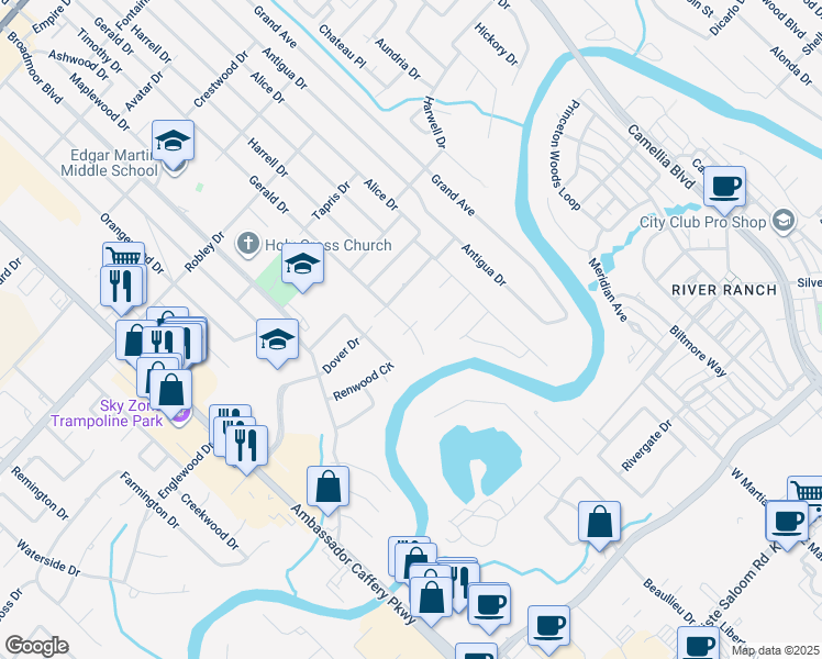 map of restaurants, bars, coffee shops, grocery stores, and more near 1306 Court Avenue in Lafayette