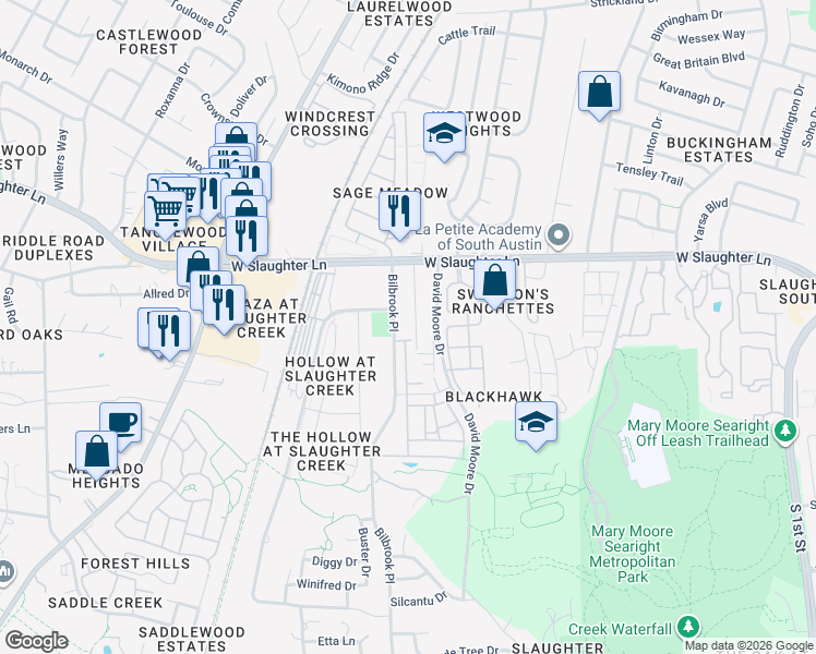map of restaurants, bars, coffee shops, grocery stores, and more near 9708 Swansons Ranch Road in Austin