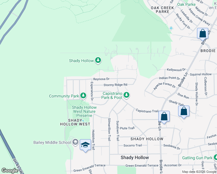 map of restaurants, bars, coffee shops, grocery stores, and more near 4002 Aldama Drive in Austin