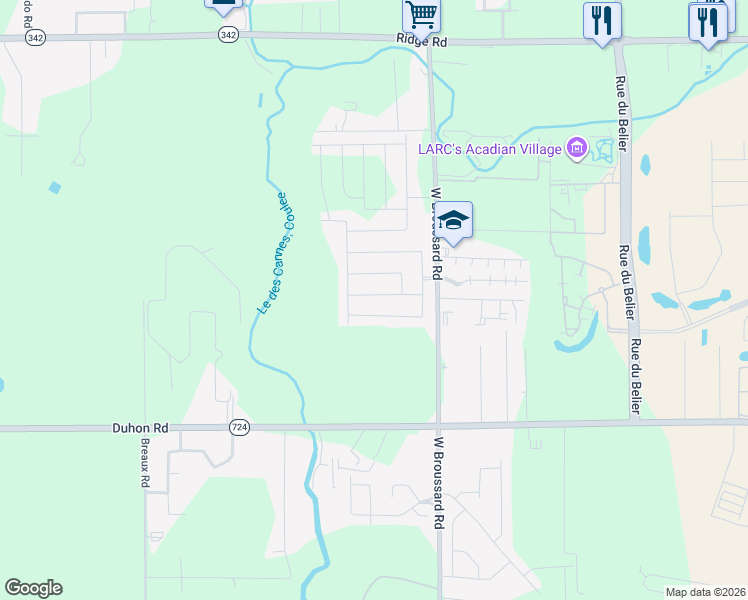map of restaurants, bars, coffee shops, grocery stores, and more near 661 West Broussard Road in Lafayette