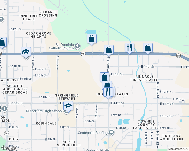 map of restaurants, bars, coffee shops, grocery stores, and more near 1225 Transmitter Road in Panama City