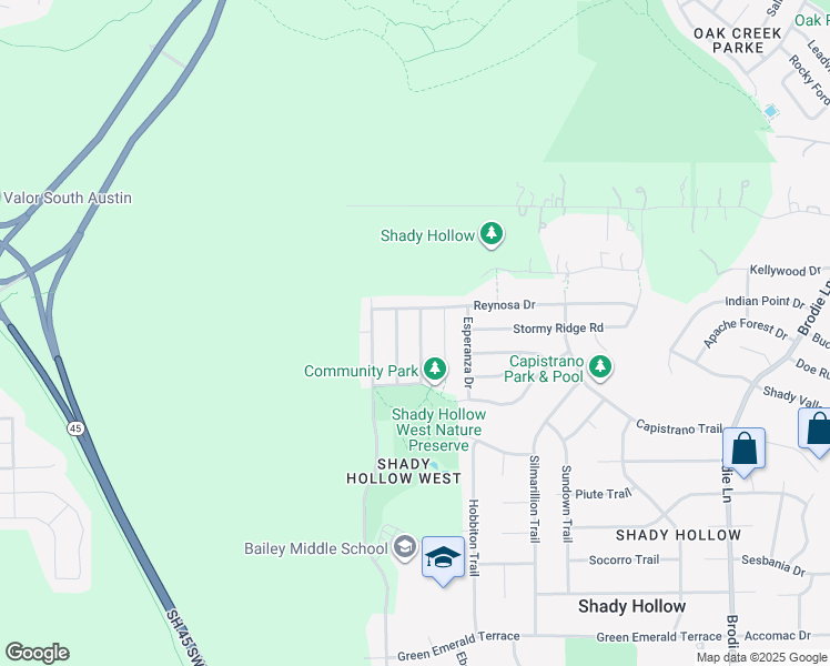 map of restaurants, bars, coffee shops, grocery stores, and more near 11425 Cotulla Drive in Austin