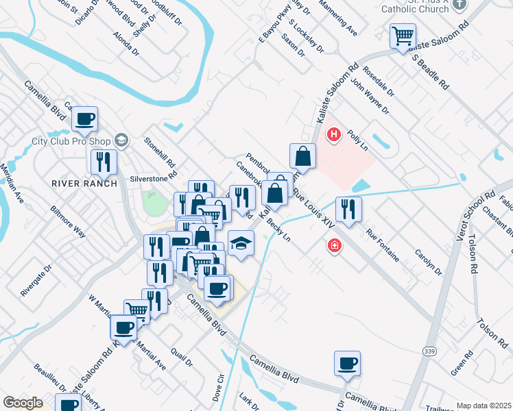 map of restaurants, bars, coffee shops, grocery stores, and more near 1-131 Steiner Rd in Lafayette