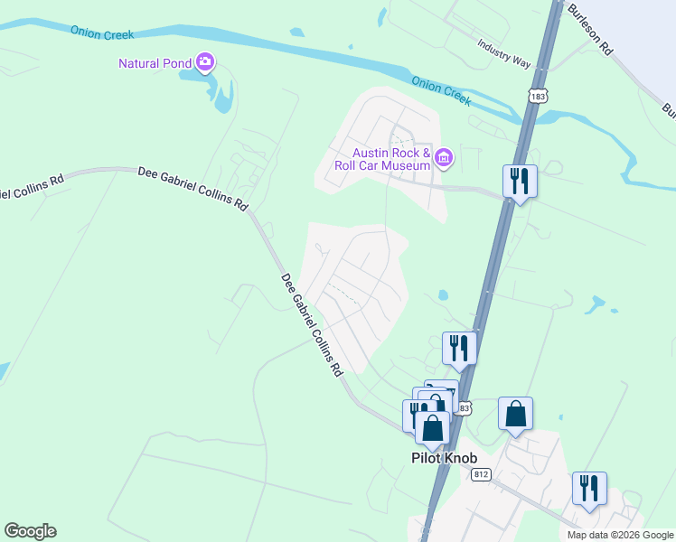 map of restaurants, bars, coffee shops, grocery stores, and more near 8000 Dampton Lane in Austin