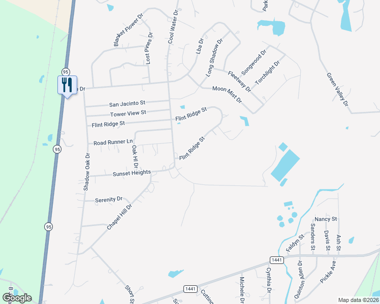 map of restaurants, bars, coffee shops, grocery stores, and more near 285 Flint Ridge Street in Bastrop