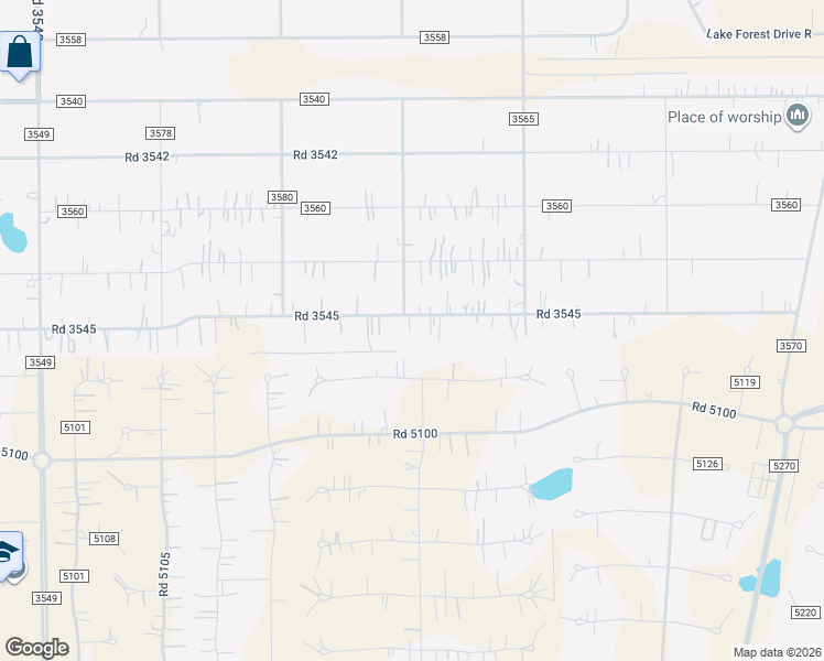 map of restaurants, bars, coffee shops, grocery stores, and more near 2142 Road 3545 in Cleveland