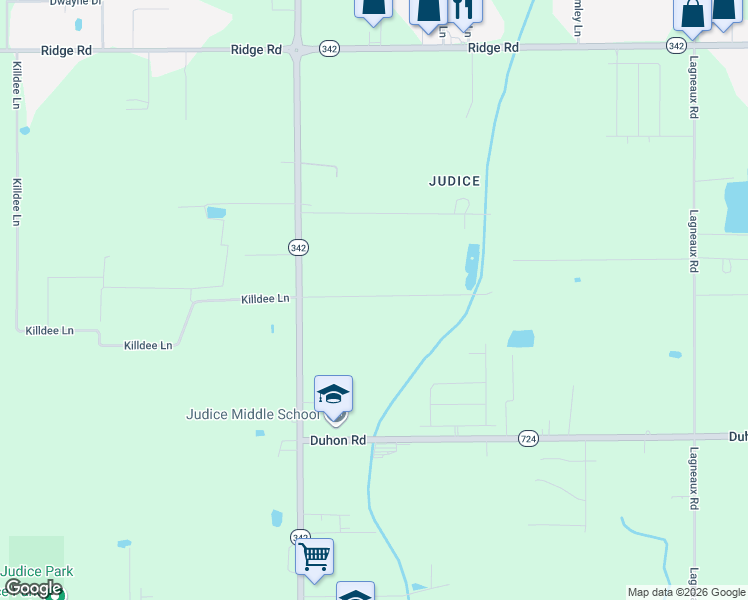 map of restaurants, bars, coffee shops, grocery stores, and more near 212 Ranch Road in Duson