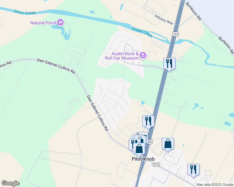 map of restaurants, bars, coffee shops, grocery stores, and more near 8104 Turnberry Lane in Austin