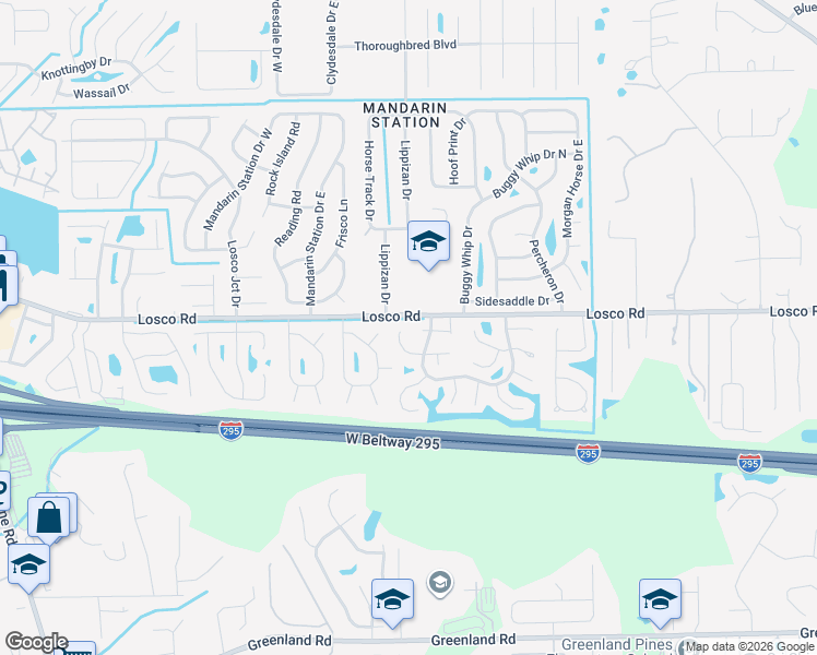map of restaurants, bars, coffee shops, grocery stores, and more near 4819 Losco Road in Jacksonville