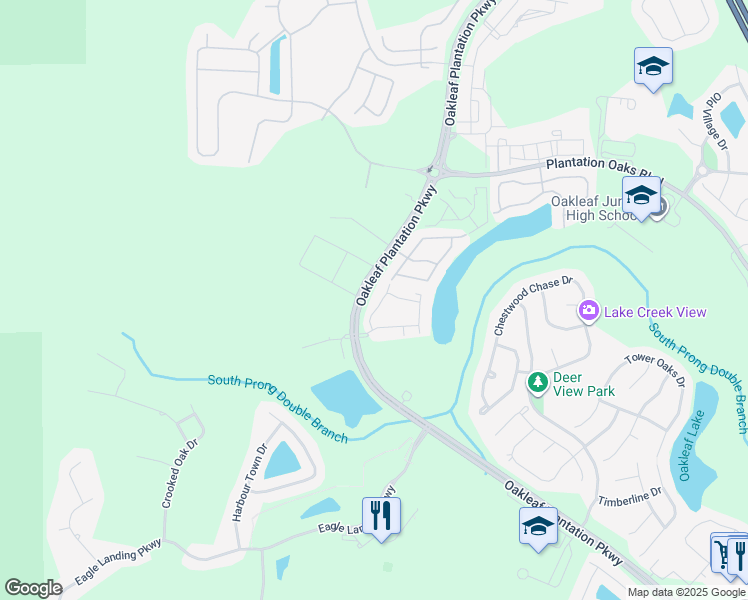 map of restaurants, bars, coffee shops, grocery stores, and more near 785 Oakleaf Plantation Parkway in Orange Park