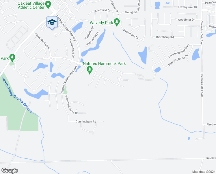 map of restaurants, bars, coffee shops, grocery stores, and more near 979 Misty Maple Court in Orange Park