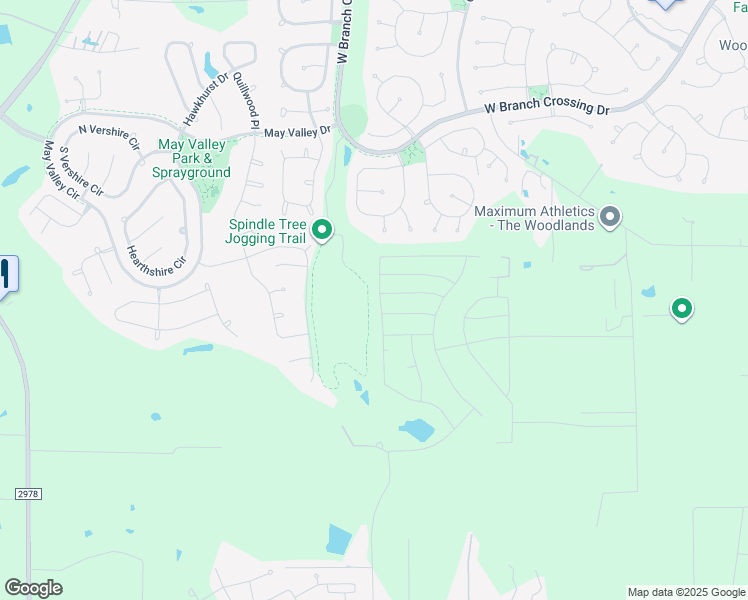 map of restaurants, bars, coffee shops, grocery stores, and more near 3 Pirouette Place in The Woodlands