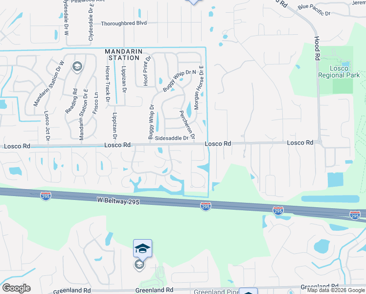 map of restaurants, bars, coffee shops, grocery stores, and more near 5362 Sidesaddle Drive in Jacksonville