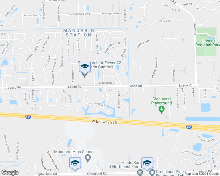 map of restaurants, bars, coffee shops, grocery stores, and more near 5362 Sidesaddle Drive in Jacksonville