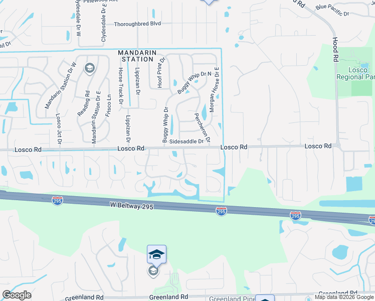map of restaurants, bars, coffee shops, grocery stores, and more near 5318 Sidesaddle Drive in Jacksonville