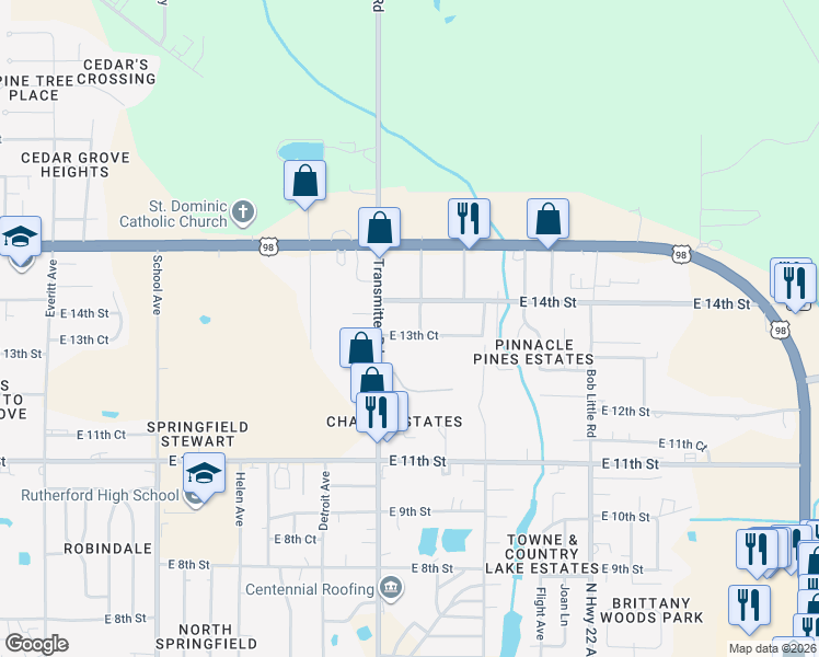 map of restaurants, bars, coffee shops, grocery stores, and more near 3527 East 13th Court in Panama City