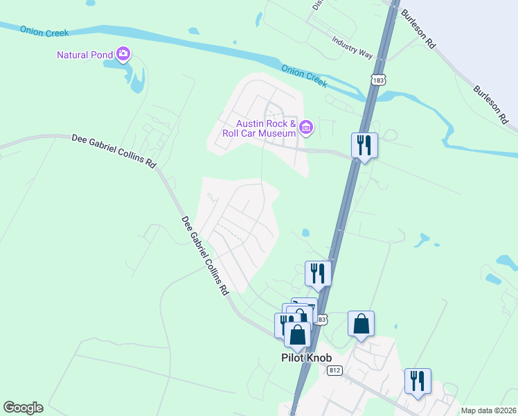map of restaurants, bars, coffee shops, grocery stores, and more near 5817 Monmarte Cove in Austin