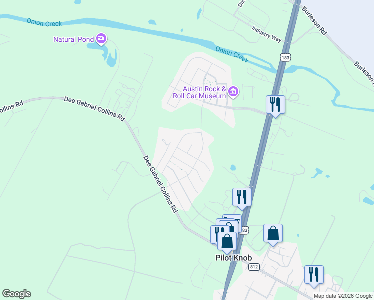 map of restaurants, bars, coffee shops, grocery stores, and more near 5817 Monmarte Cove in Austin