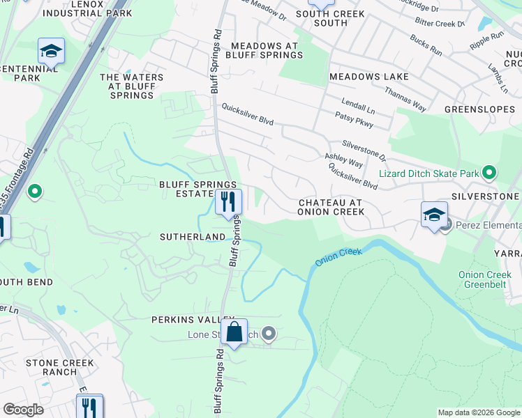 map of restaurants, bars, coffee shops, grocery stores, and more near 7812 Ardmore Circle in Austin