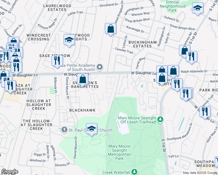 map of restaurants, bars, coffee shops, grocery stores, and more near 9400 Ocean Going Court in Austin