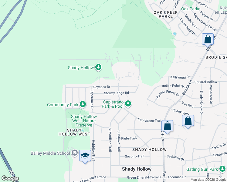 map of restaurants, bars, coffee shops, grocery stores, and more near 4107 Reynosa Drive in Austin