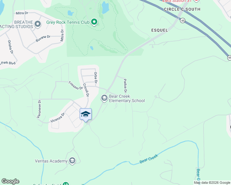 map of restaurants, bars, coffee shops, grocery stores, and more near Escarpment Boulevard in Austin