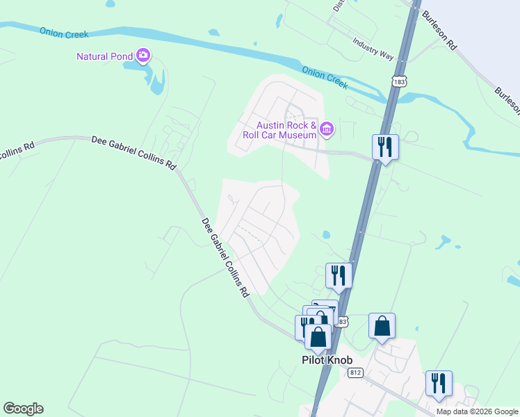 map of restaurants, bars, coffee shops, grocery stores, and more near 5817 Monmarte Cove in Austin