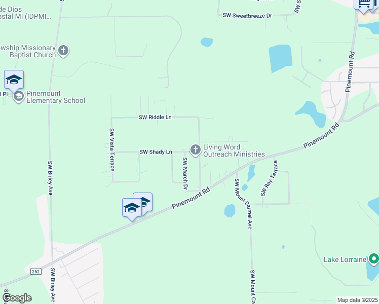 map of restaurants, bars, coffee shops, grocery stores, and more near 341 Southwest Magical Terrace in Lake City