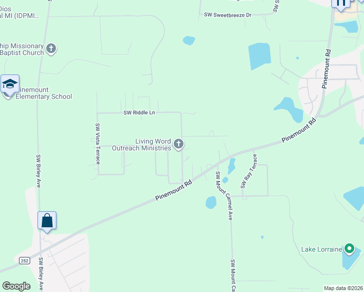 map of restaurants, bars, coffee shops, grocery stores, and more near 341 Southwest Magical Terrace in Lake City