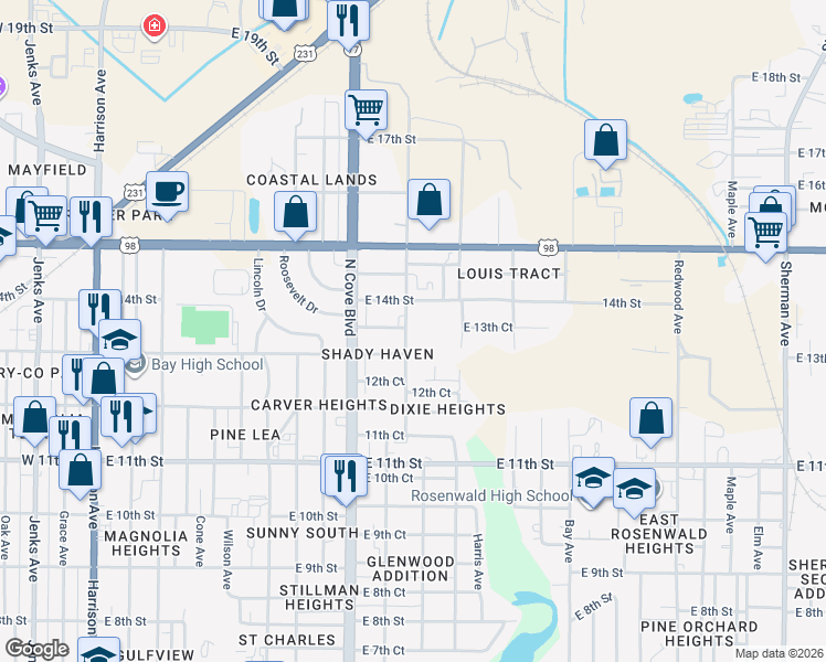 map of restaurants, bars, coffee shops, grocery stores, and more near in Panama City
