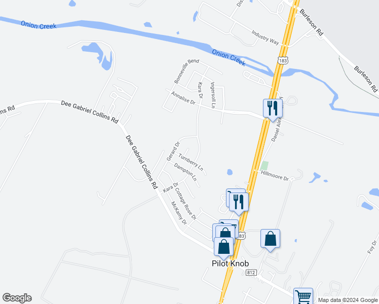 map of restaurants, bars, coffee shops, grocery stores, and more near 5813 Monmarte Cove in Austin