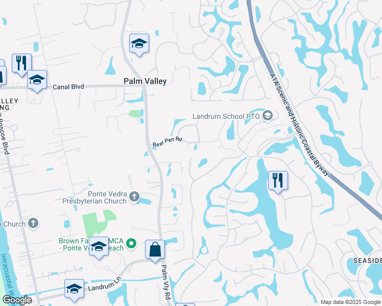 map of restaurants, bars, coffee shops, grocery stores, and more near 104 Buck Island Court in Ponte Vedra Beach